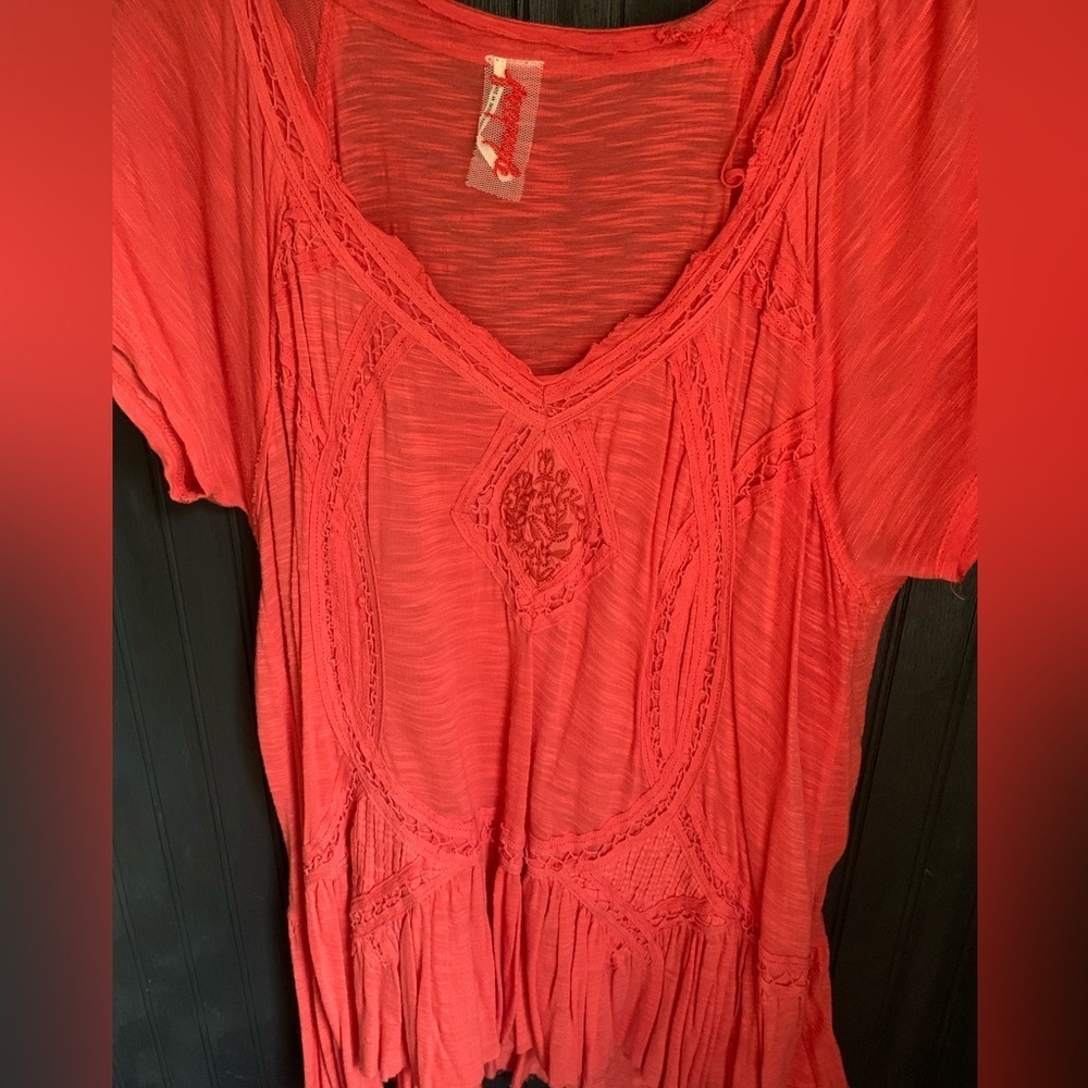 Free People Heirloom Coral Top - Picture 6 of 11